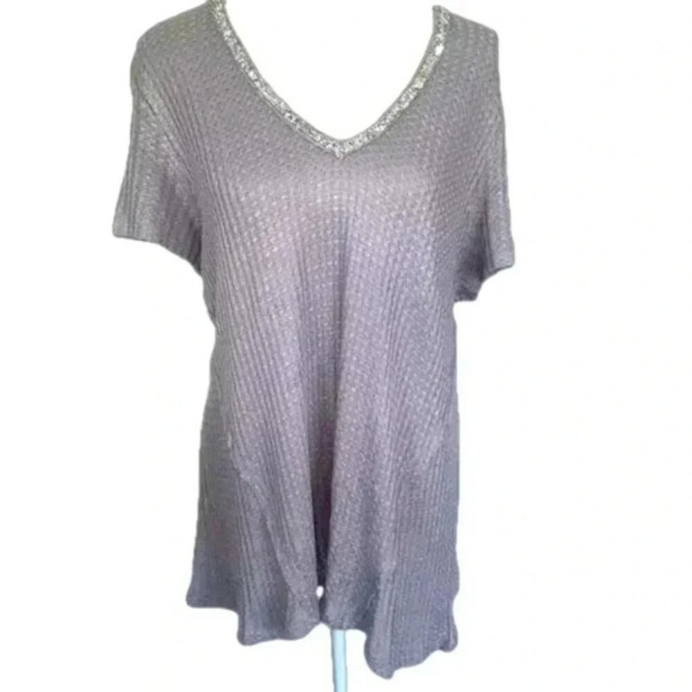 Juicy Couture Silver Sweater With Neck Bling Size XL